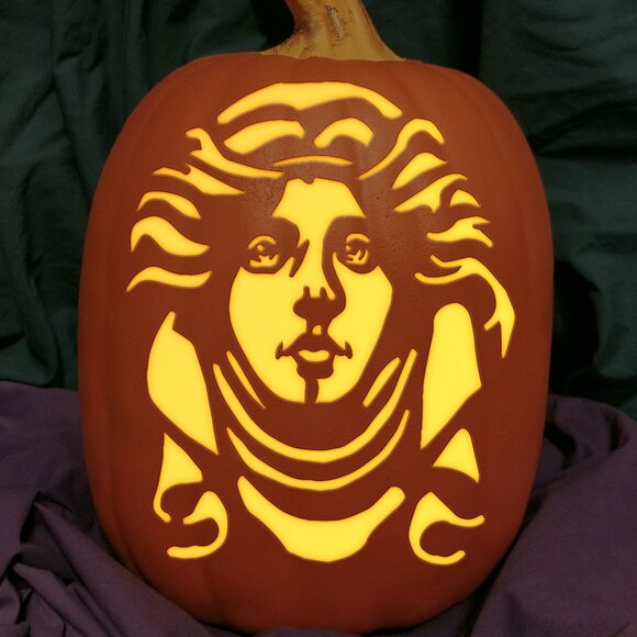 Haunted Mansion Madame Leota Foam Permanent Pumpkin Carved Foolish Mortals Ghost - Picture 1 of 4
